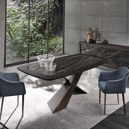 Riflessi - Table Living - Plateau en bois et céramique